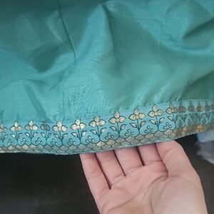 Teal Dress with Gold Floral Trim Sz XXL